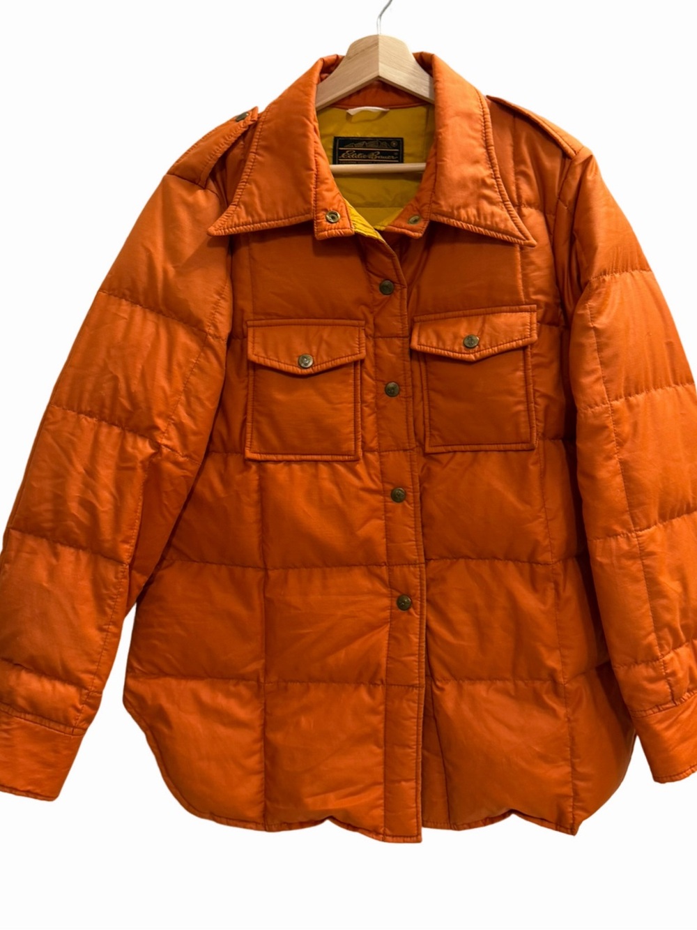 Vintage Eddie Bauer Goose Down Puffer Jacket Men’s Large Orange